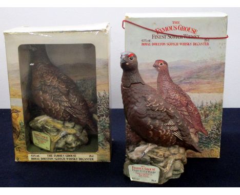 2 75-cl bts The Famous Grouse Finest Scotch Whisky Royal Doulton Decanters  (Bird Design) i.n oc's
