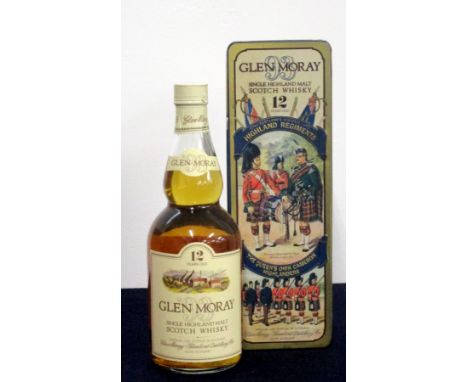 1 75-cl bt Glen Moray 12YO Single Malt Scotch Whisky original Highland Regiments Tin