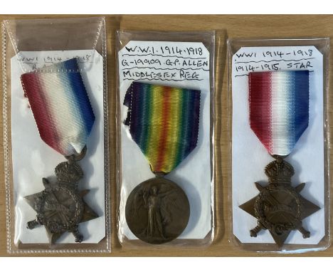 WW1 Medal Collection of 3 Medals Awarded to 3 Different Soldiers. 1914-15 Star Awarded to Pte W.S.Rennie of Royal Army Medica