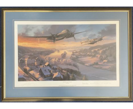 WW2 4 Signed Nicolas Trudgian Colour Print Titled Into The Cloak Of Darkness 29 of 650 Housed in a Presentation Frame. Signat