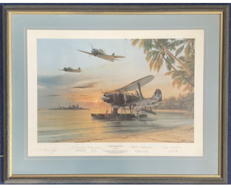 WW2 4 Signed Robert Taylor Colour Print Titled Dawn Operations 427 of 750 Housed in a Presentation Frame. Signed by The Artis
