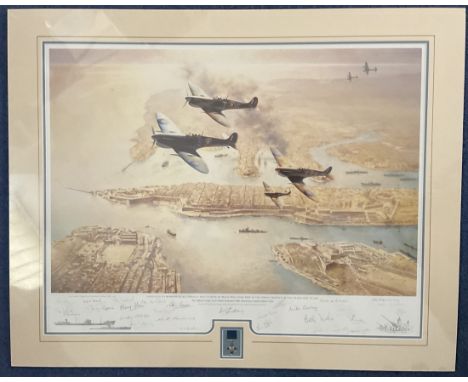 WW2 25 Signed John Young Colour Print,  Dedicated to Services and Citizens of Malta Who took Part in The Heroic Defence of th