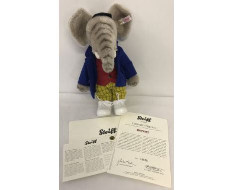 A 2008 Limited Edition Steiff 'Edward Trunk' Teddy from the "Rupert Classic" range. Number 915/1500, complete with CoA. 