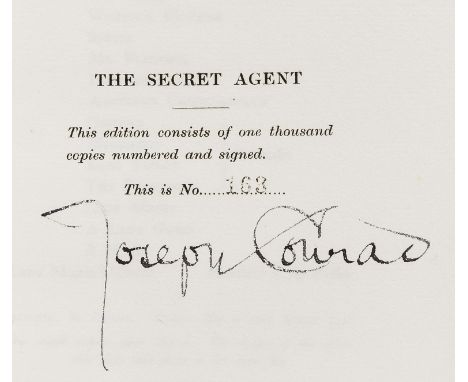 Conrad (Joseph) The Secret Agent, first edition, signed limited edition, portrait frontispiece, captioned tissue-guards, unop