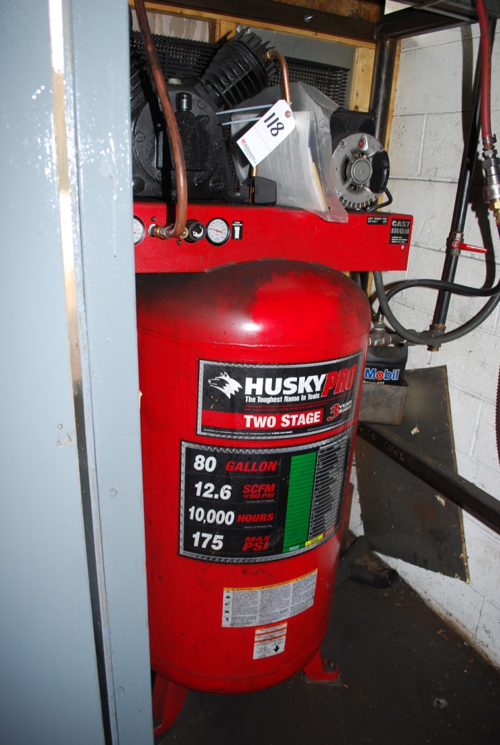Husky Pro Tank Mounted Vertical Air Compressor, 80 Gallon, 12.6 SCFM A
