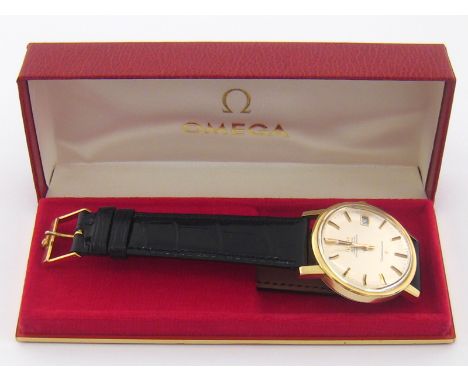 Omega. A gent's Omega Constellation Automatic Chronometer gilt metal wrist watch, ref. 168018. Date aperture at 3 o'clock. Om