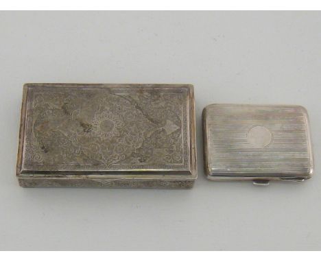An Iranian silver cigarette box with typical geometric floral decoration and bracket feet, 20th century, 13.2 cm. long and an
