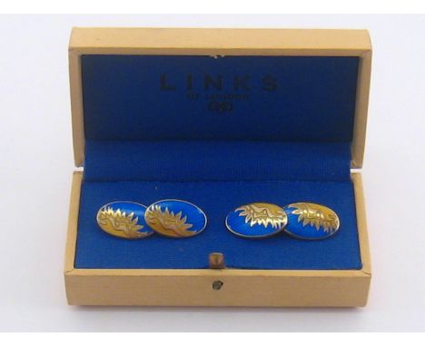 A pair of silver gilt and enamel cufflinks by Links of London, in Links of London case.
