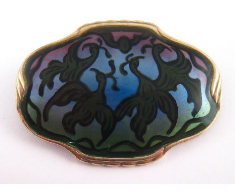 Jacob Tostrup . A Norwegian silver and enamel modernist brooch by Jacob Tostrup, signed and dated 1918, approx 45 x 33mm, 14.