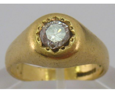 An 18 carat gold diamond solitaire ring, the round brilliant cut diamond measuring approx 5.3 x 3.6mm, estimated to weigh app