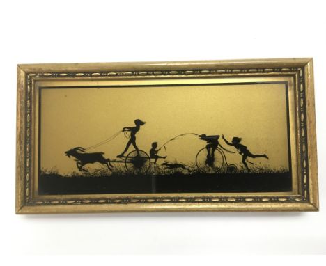 A small silhouette print on glass, approx 18.5cm x 9cm - NO RESERVE