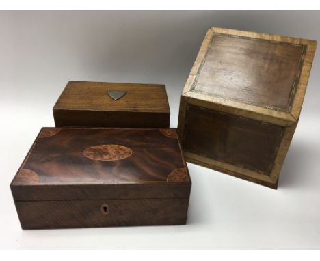 Antique wooden snuff box, paper mache snuff box and small pin box 1930’s with picture lid