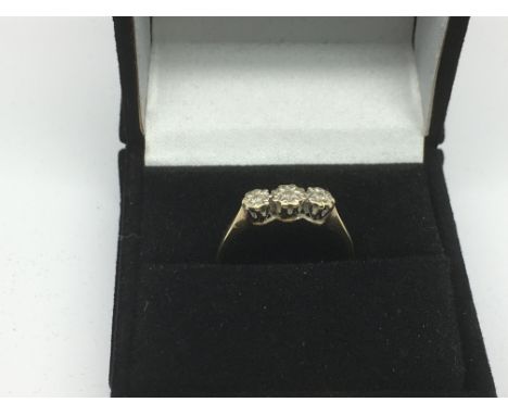 A 9ct gold three stone diamond ring, approx 1.5g and approx size O- P - NO RESERVE