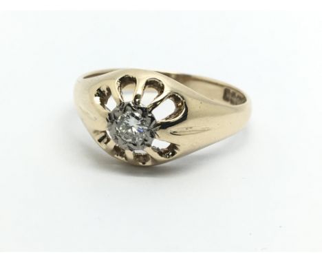 A 9ct gold gents gypsy ring, approx .15ct, approx 2.3g and approx size P.