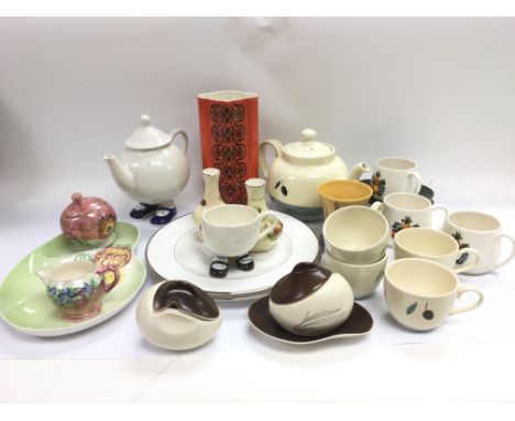 A collection of various ceramics including Clarice Cliff, Carltonware, Maling and others