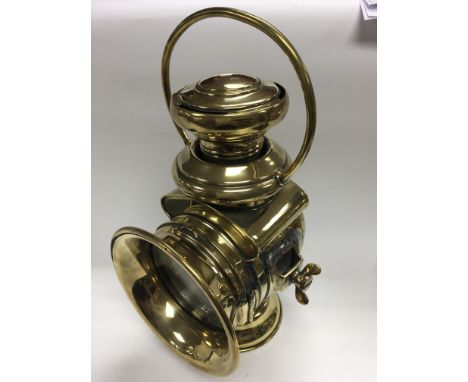 A large Edwardian Joseph Lucas ltd period brass motor car lamp (38cm),