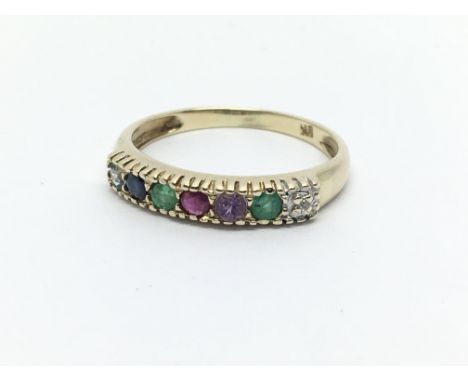 A 9ct gold multi stone 'Dearest' ring, approx 1.6g and approx size N.