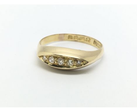 A vintage 18ct gold five stone diamond ring, approx 2.6g and approx size Q.