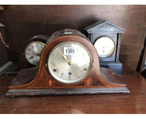A Victorian slate mantle clock and 2 Edwardian mantle - NO RESERVE