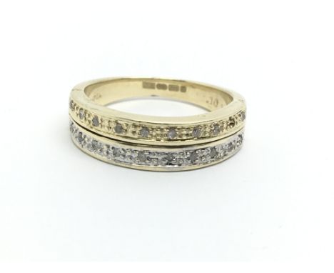 A 9ct gold two row half eternity diamond ring, approx.10ct, approx 4.2g and approx size N.