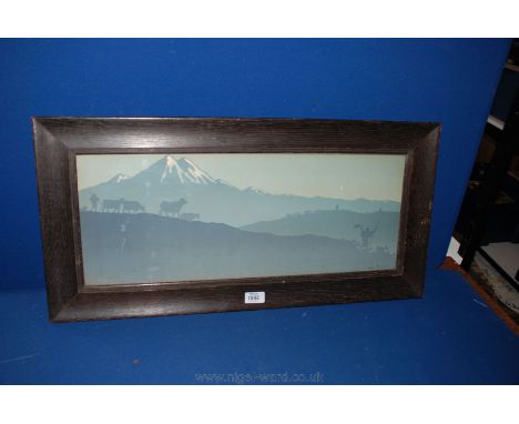 A Henri Riviere Lithograph of silhouetted biblical figures in an Oak frame.