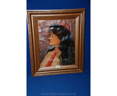 An Ange Sang portrait in oil of a woman.  17'' x 13'';
