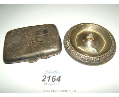 A Silver Cigarette Case, a/f and a scrap Silver Vase base