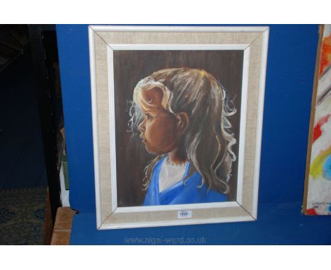 A Saco Bianco?? Oil on canvas of a portrait of a small Child, details on reverse