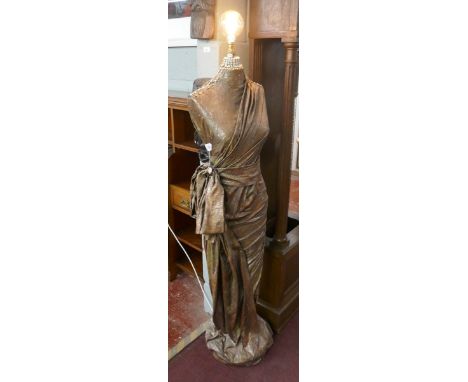 Unusual lady mannequin lamp - Dipped silk - Approx height: 169cm 