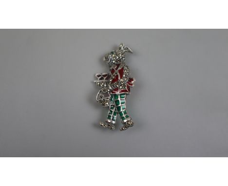 Silver enamel rabbit pendant/brooch 