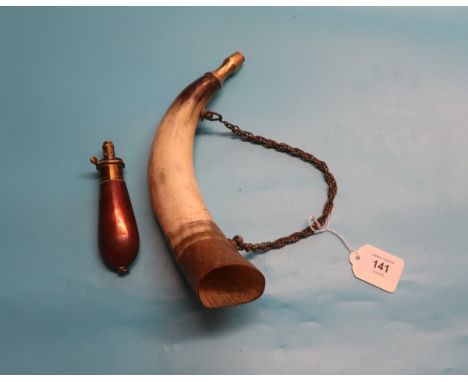 Copper powder flask and a horn