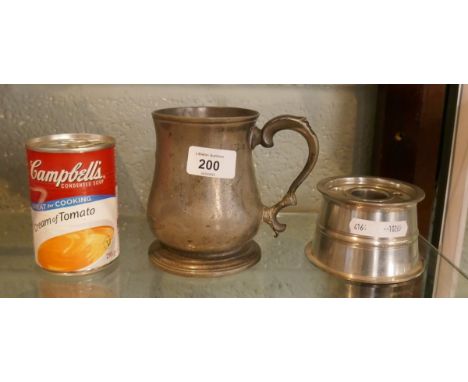 Antique tankard and pewter inkwell 