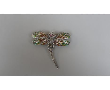 Silver enamel butterfly brooch/pendent 