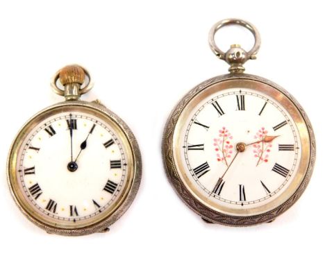 Two pocket watches, comprising a late 19thC silver pocket watch, with maker stamp GS, with Swiss movement, bezel wind, plain 