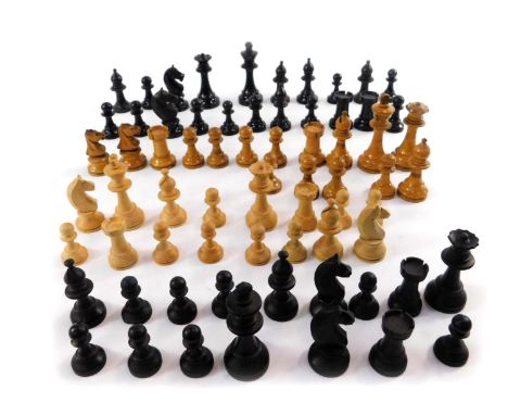 A Staunton type chess set, and a later Staunton type chess set, boxed. 
