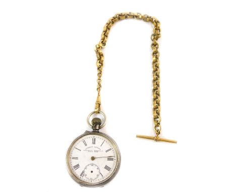 An early 20thC gentleman's pocket watch, open faced, keyless wind, enamel dial marked Superior Keyless, Specially Examined, S