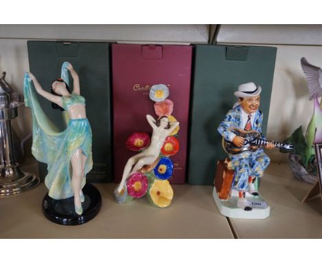 Two Kevin Francis figurines to include Lola Palooza, Max Miller, also a Carltonware model depicting a nude girl beside flower