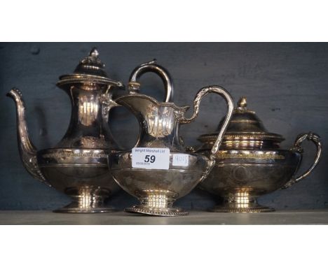 A late 19th Century French Christofle white metal three piece tea service.