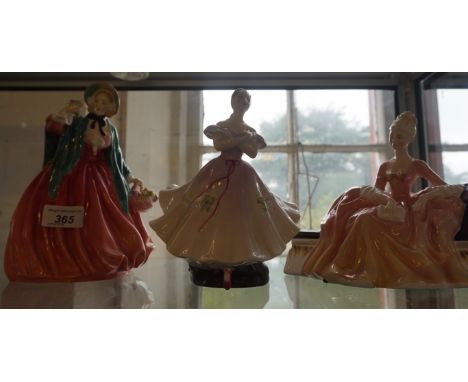 Three Royal Doulton lady figurines to include 'Lady Charmian' 'The Ballerina' and 'Reverie' together with two Lladro ceramic 