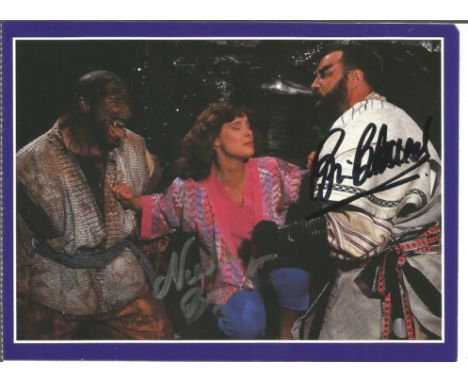 Doctor Who The Trial of a Time Lord postcard signed by Nicholas Bryant as Peri and Brian Blessed as King Yrcanos from the 198