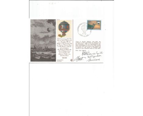 Peter Mcdonald Davies 56 Sqdn and one other signed 200th anniversary of man's first flight Montgolfier hot air balloon cover.