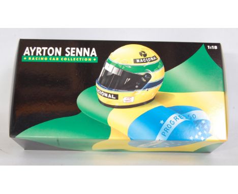 A Minichamps 1/18 scale Ayrton Senna racing car collection boxed F1 racing car comprising Lotus Honda 99T Ayrton Senna 1987 r