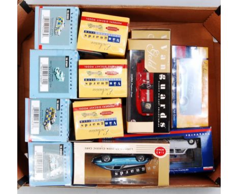 12 various boxed mixed Vanguards 1/43 scale diecast to include Police related, exclusive members examples and limited edition