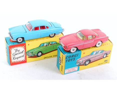 A Corgi toys boxed saloon group to include No. 228 Volvo P1800 comprising pink body with lemon interior and white walled tyre