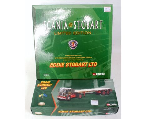 A Corgi Toys 1/50 scale Scania at Stobart limited edition box set, model No. CC99155, together with a boxed Corgi Eddie Stoba