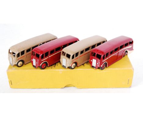 A Dinky Toys No. 29G trade box of six luxury coaches, box numbered 50042 with American Hudson &amp; Dobson label, contains fo