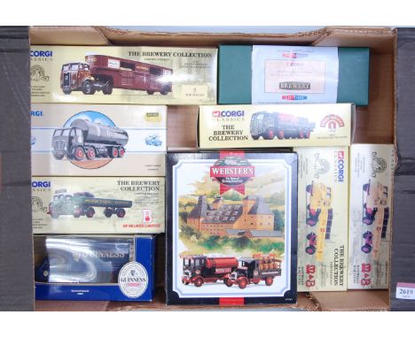 Ten various boxed Corgi Classics mixed scale Brewery related diecasts to include a John Smiths ERF delivery truck set, a Bulm