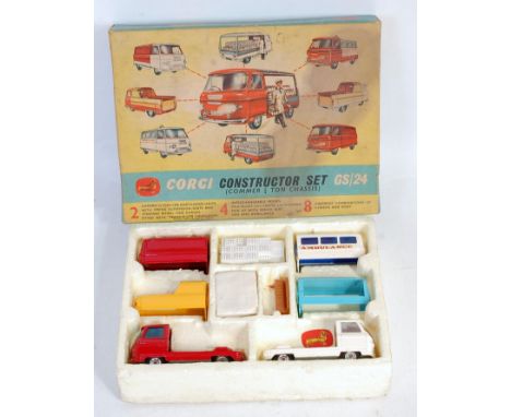 A Corgi Toys gift set 24 constructor set, appears complete, with all components apart from Man in the original polystyrene tr