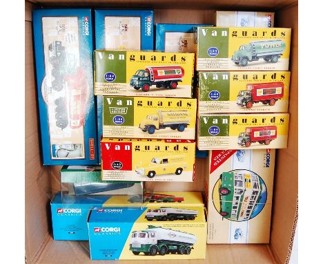 14 various boxed Corgi and Vanguards mixed scale diecasts to include public transport, fuel tankers and commercial vehicles, 