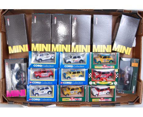 17 various boxed Corgi Modern Release Mini Racing diecasts to include a Mintex Mini National Rally Championship 1998 with var